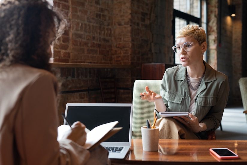 Business consultation at a table